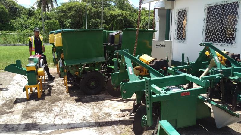 Various implements which are a part of the cassava planting line being prepared for delivery to the Mocha Arcadia Multipurpose Cooperative Society.