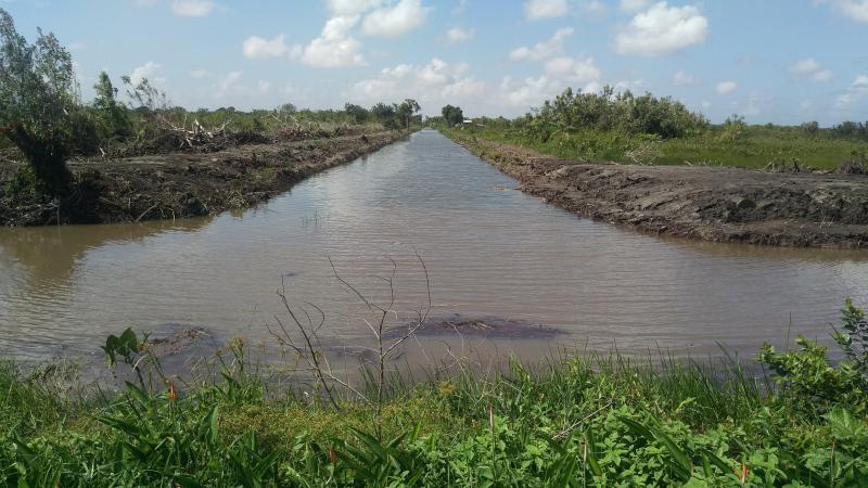 An irrigation channel in the farming area.